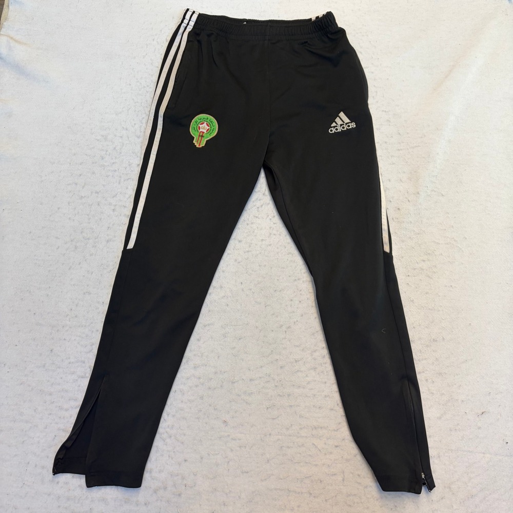 Adidas Track Pants Mens Medium Black Morocco Soccer FRMF 3-Stripe Ankle Zip